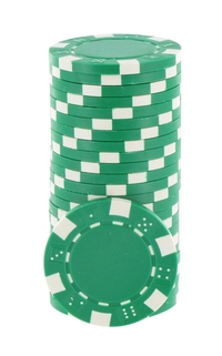 Rolls of 25 Green Dice Poker Chips