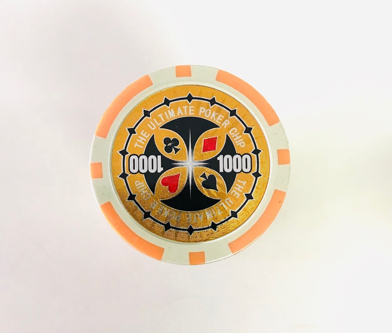 25 Poker Chips 13g clay value 1000 Yellow Metal Core Ultimate Poker Laser Clay 