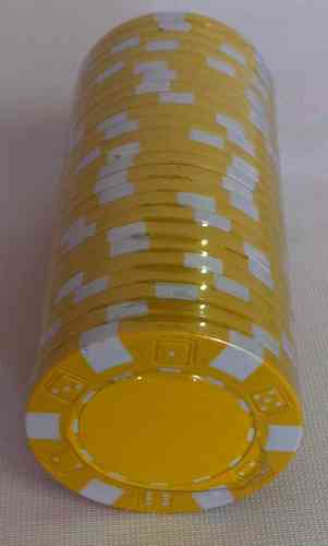 Rolls of 25 Yellow Dice Poker Chips