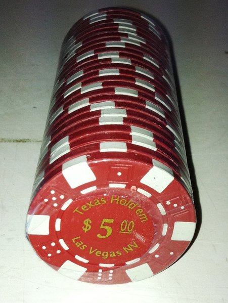 Rollo 25 Fichas de Poker Dice Las Vegas valor 5
