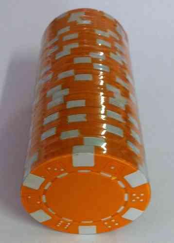 Rolls of 25 orange Dice Poker Chips