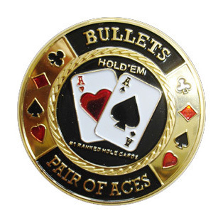 Bullets Pair Of Aces SILVER Poker Protector * Card Guard 