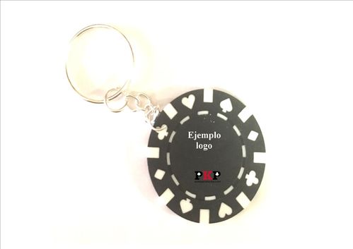 Custom black poker chip keychain